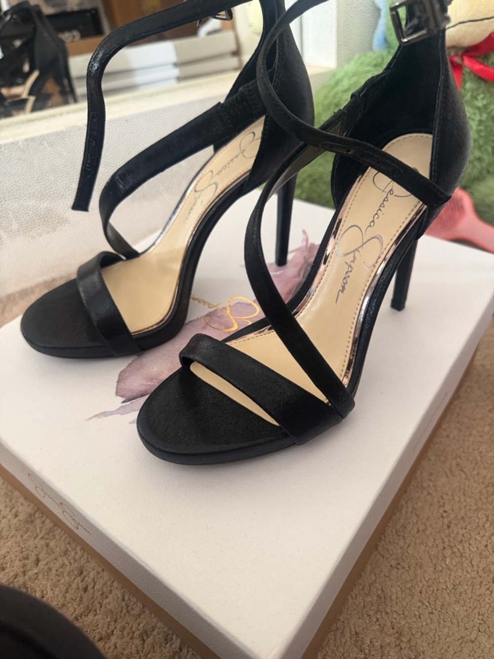 Jessica Simpson Black Strappy Stiletto Sandals